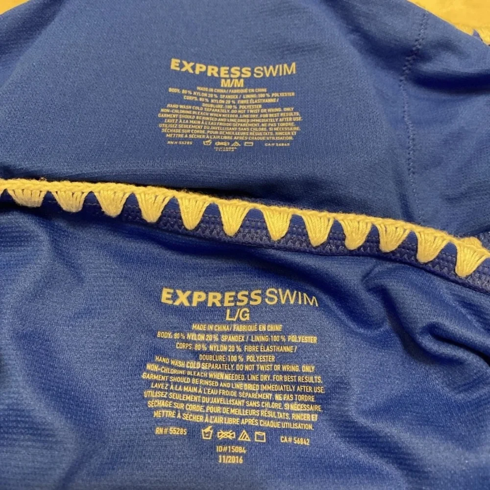 Express Royal Blue and White Embroidered Bikini Set